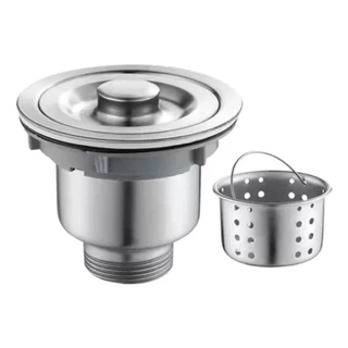 Kit 2 Válvula Pia Cozinha 4 1/2 Inox 304 Com Cesto Removível Ralo.