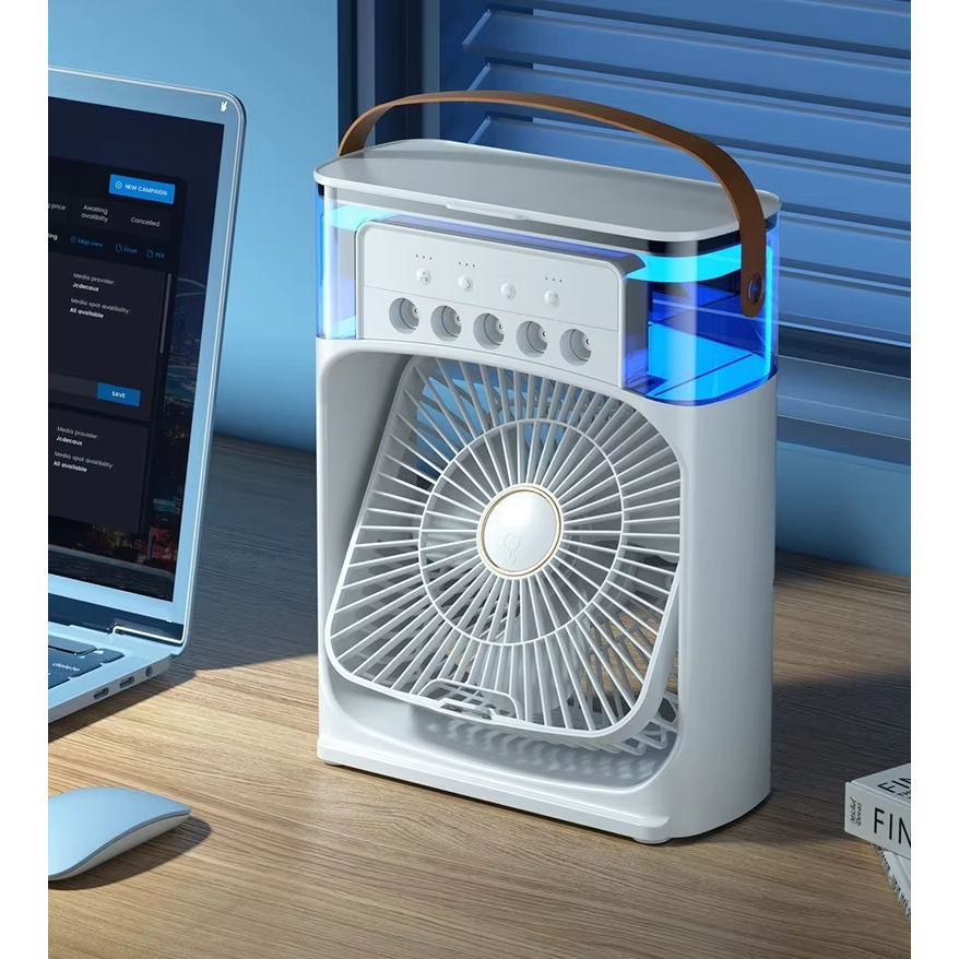 Ventilador Umidificador de Ar Portátil USB Com Reservatório de 600 ml ...