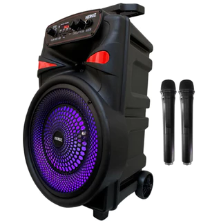 Caixa de Som Grande Bluetooth 2000w Potencia PMPO + 2 Microfones Sem Fio