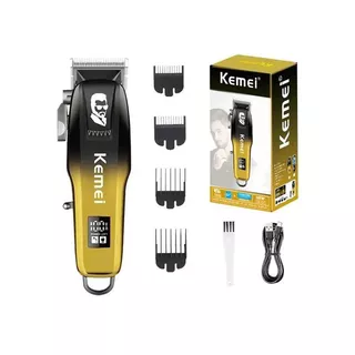 Máquina de cortar cabelo Kemei profissional recarregável com visor LCD Original Kemei KM-709A - Bivolt em Oferta na Shopee