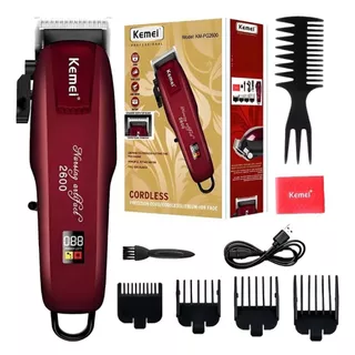 Máquina de cortar cabelo Kemei profissional sem fio recarregável original Kemei PG-2600 com visor LCD - Bivolt em Oferta na Shopee