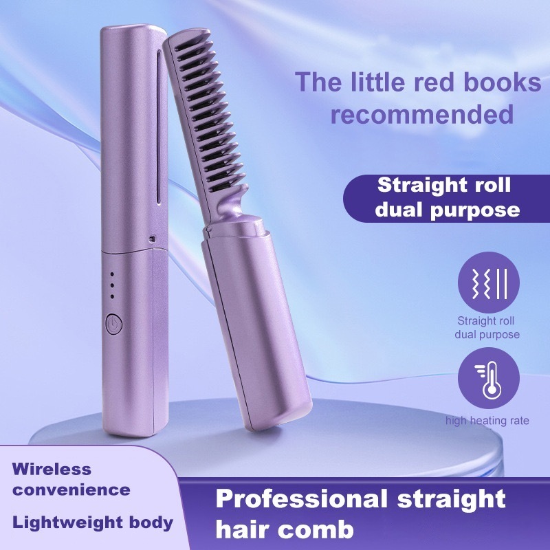 Wireless Alisamento de Cabelo Pente Íons Negativos Não Machucam O Elétrico Portátil Alisador De Cabelos Grampo De Ferro