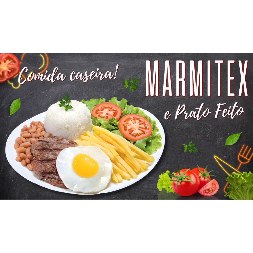 Painel Adesivo Comida Prato Marmita Arroz Bife Batata Frita Restaurante