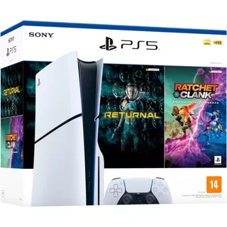 PlayStation ® PS5 Slim Standard Disk + 2 Jogos Ratchet Clank e Returnal