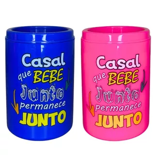 Kit Casal Porta Lata 269ml Suporte Cerveja Térmico Chopp Gelada