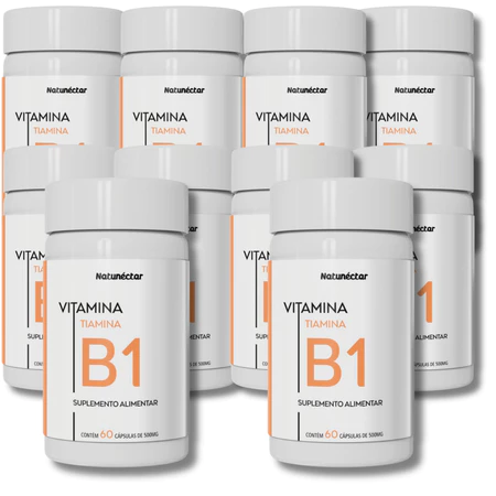 Kit Combo Atacado 10X Vitamina B1 Tiamina 600 Cápsulas Pura Thiamine Original Natunéctar