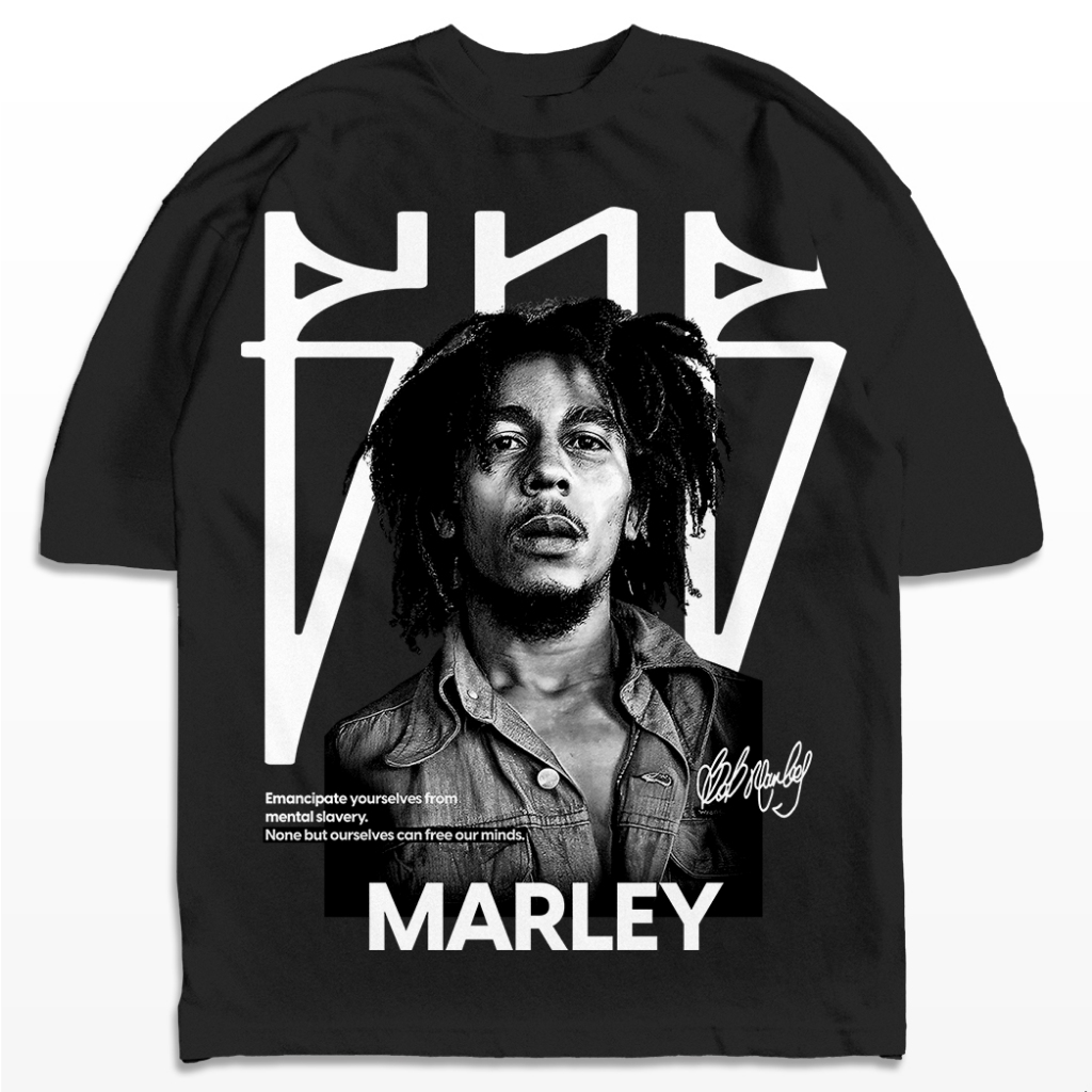 Camiseta Oversized Bob Marley Mental Slavery Cantor Reggae