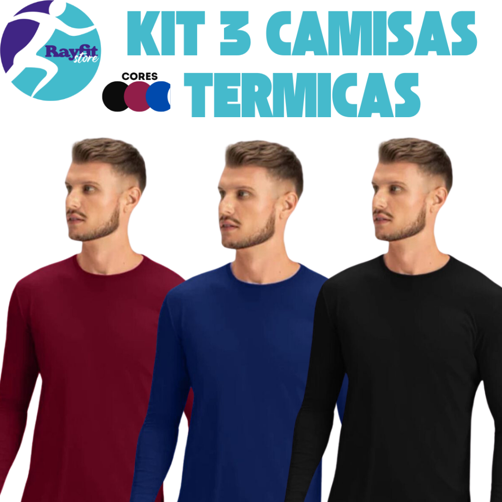 Kit 3 Camisas Proteção Solar Uv+50 Manga Longa Moda Praia Piscina