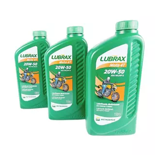Kit 3 óleos LUBRAX para Moto 4T 20w50 Mineral - 3 Litros
