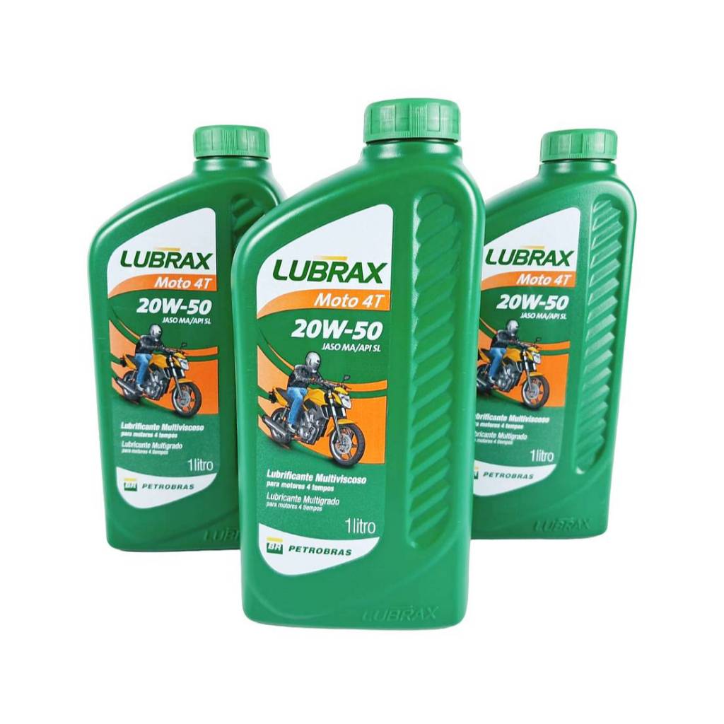 Kit 3 óleos LUBRAX para Moto 4T 20w50 Mineral - 3 Litros | Shopee Brasil
