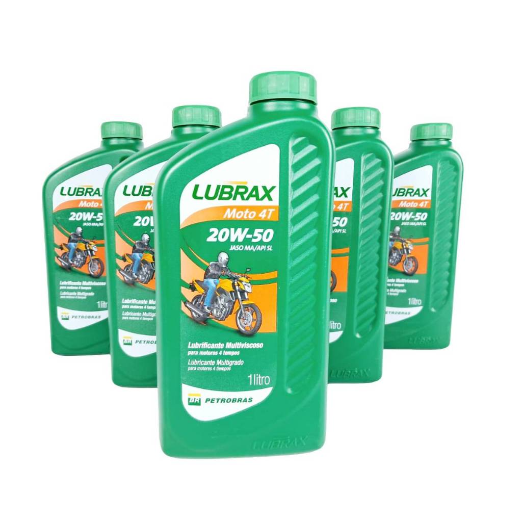 Kit 5 óleos LUBRAX para Moto 4T 20w50 Mineral - 5 Litros | Shopee Brasil