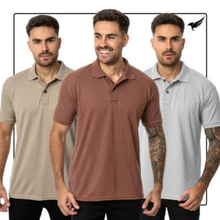 KIT 3 Camisas Polo Masculina Piquet