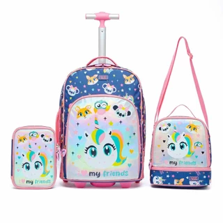 Kit Mochila Escolar Feminina Lancheira Estojo Reforçada Grande