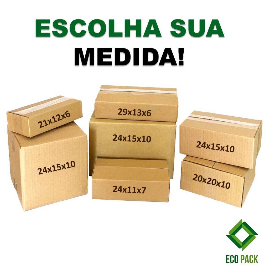 Kit 60 Caixas de Papelão Resistentes - Escolha sua Medida