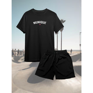 Kit Camiseta Munique Algodão + Short Tectel Conjunto Masculino Lançamento Fim de Ano Verão