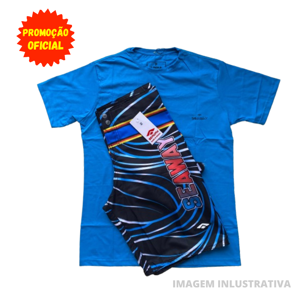 conjunto seaway lançamento moda surf camisa + bermuda