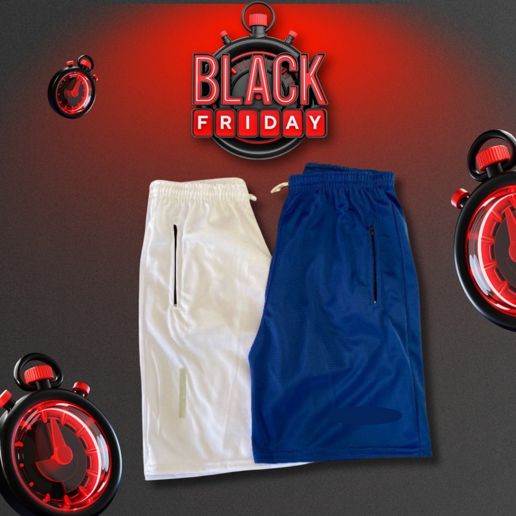 Kit 2 Shorts Bermuda Dry Fit Esportiva Treino Com Ziper no Bolso BLACK FRIDAY