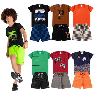 Kit Conjunto Infantil Verão Menino e Menina Com 4 Conjuntos Sortidos - Atacado Barato