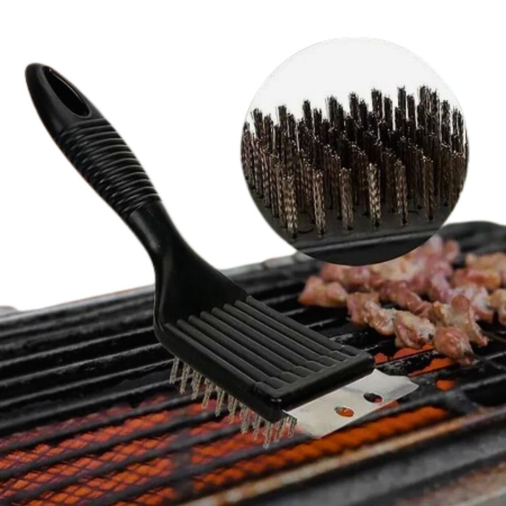 Escova Limpa Grelha Com Raspador Cerdas de Aço Grelha de Churrasqueira ...