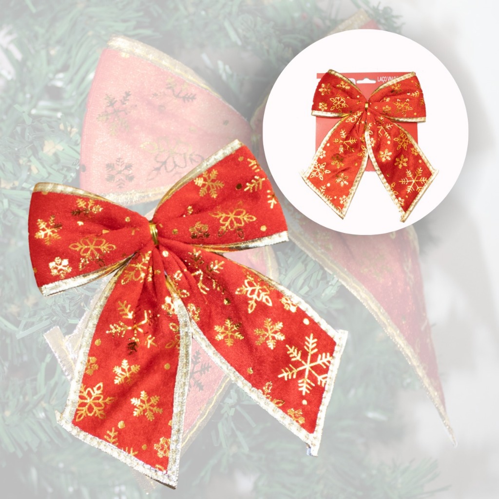 Laço Vermelho De Natal Natalino Veludo 20cm