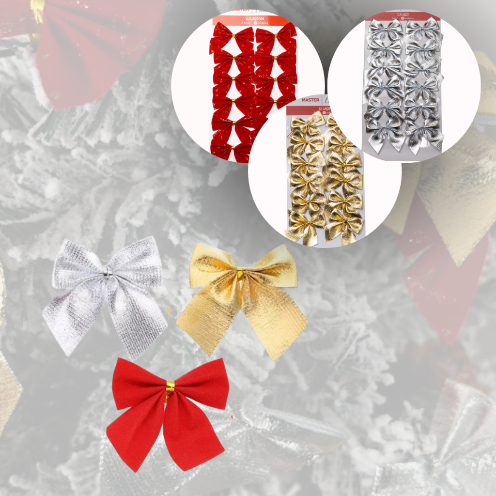 Kit 24 Laços De Natal Lacinho Enfeite Árvore Natal