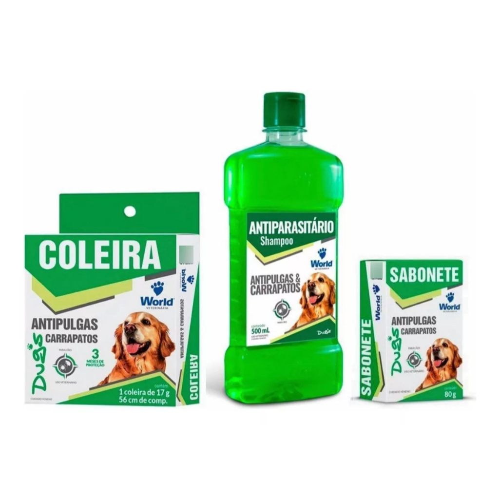 Combo Shampoo Coleira Sabonete Anti Pulgas E Carrapatos Dugs | Shopee ...