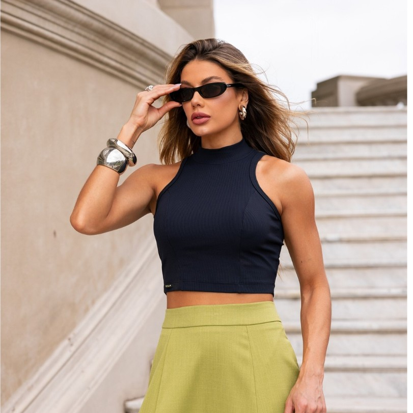 Cropped Top Canelado Poliamida K2b Original. | Shopee Brasil