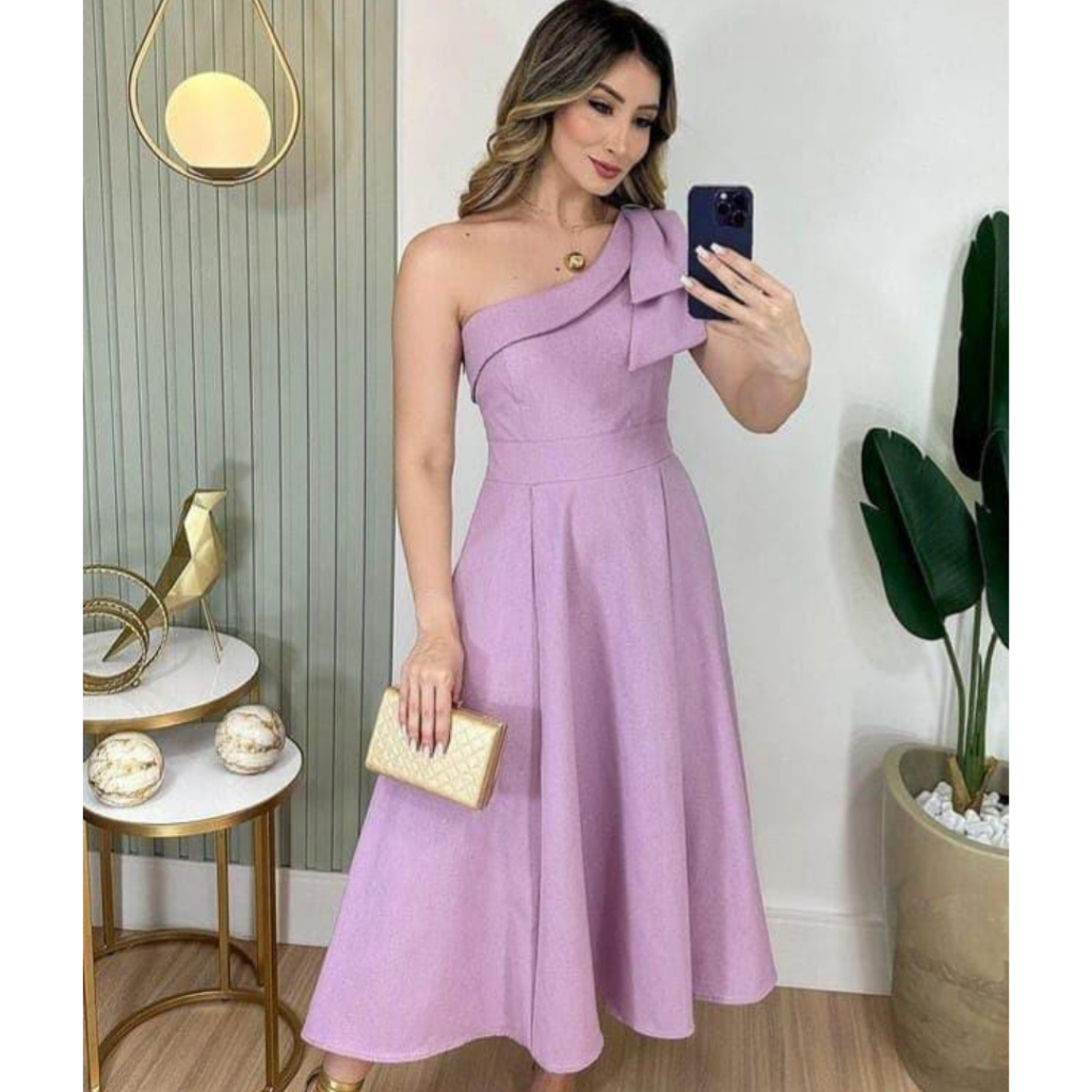 Vestido Luxuoso tecido em Alfaitaria Com laço liso Elegância e Modernidade