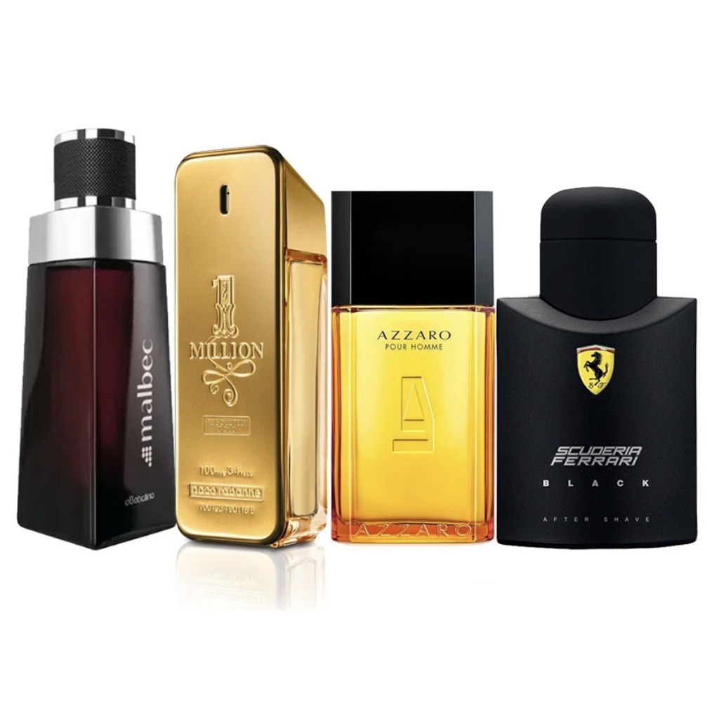 KIT 4 PERFUME MASCULINO IMPORTADO FRAGRANCIA CONCENTRADA OTIMA FIXAÇÃO EM SPRAY