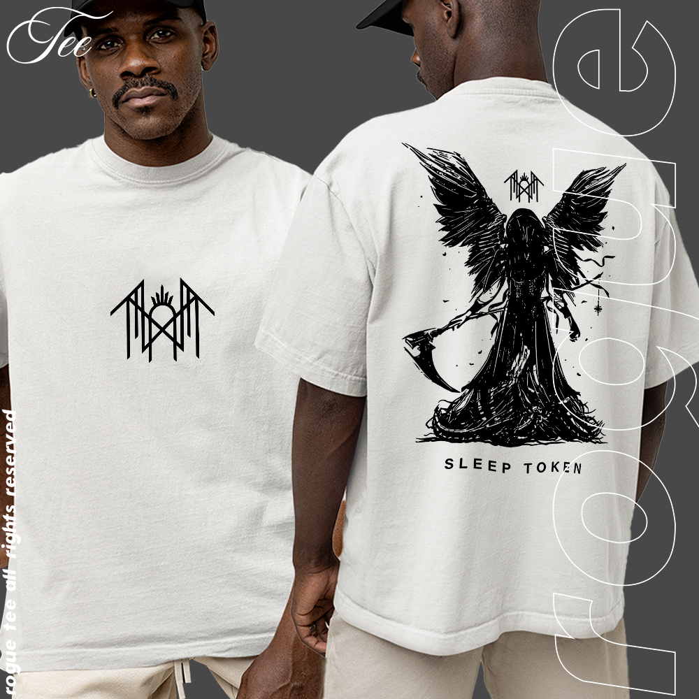 Camiseta Basica e OVERSIZED Sleep Token Reaper Angel Rock Band Metal Unissex