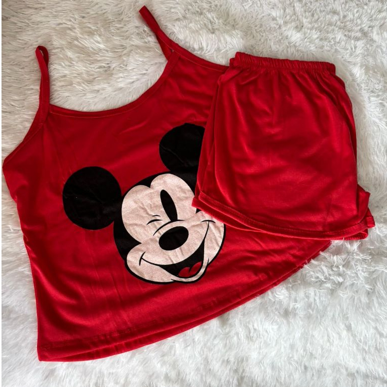 Pijama Curto Short Doll Personagem Desenho Estampado em Oferta na Shopee