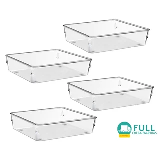 Kit 4 Organizadores Multiuso Modular Gavetas e Mesas Pote Acrílico Cristal