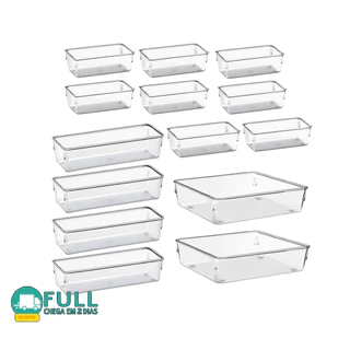 Kit Organizador Multiuso Modular Gavetas Acrílico Cristal e Fume