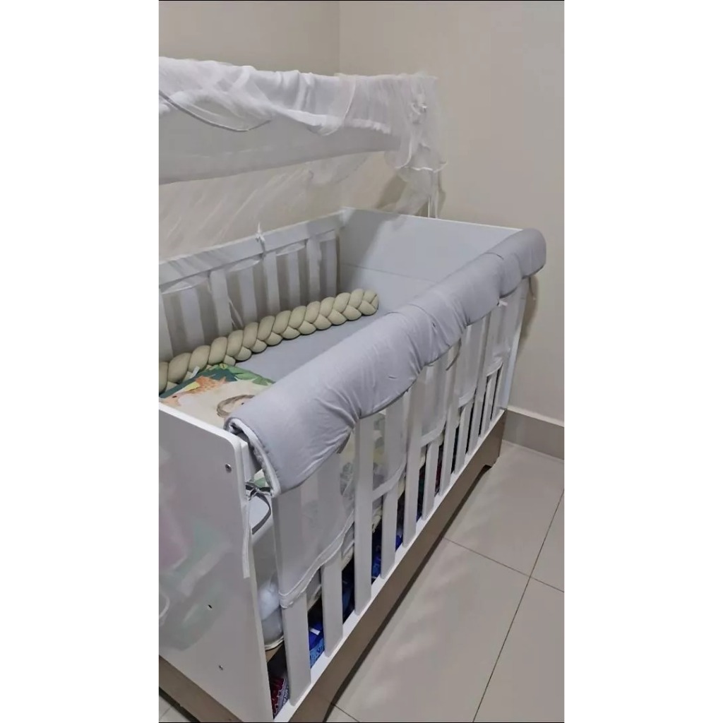 Protetor Grade para Mini Berço Moisés acolchoado 2 peças cobertura de grade varias cores Menino Menina