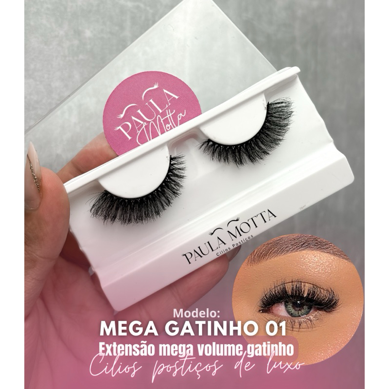 Cílios Postiços de luxo mega gatinho 01 efeito extensão gatinho ...