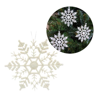 Kit 12 Pendentes Floco De Neve Com Glitter Enfeite De Natal