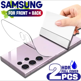 kit frente e traseira pelicula hydrogel transparente ou fosco para samsung s22/s23/s24/ultra/A55/A35