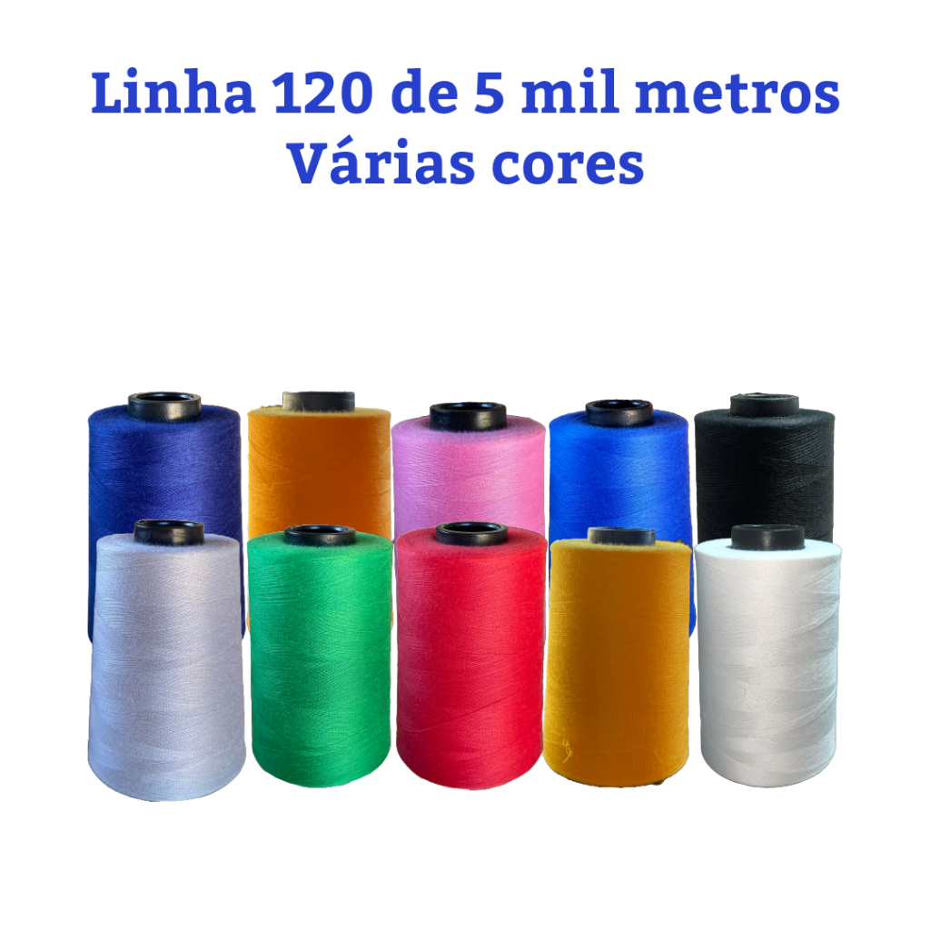 Linha de Costura 120, 5.000 Metros, Branco, Preto e Colorido | Shopee ...