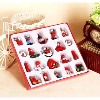 Enfeite de Natal Kit com 20 pçs Madeira Decorativas Natalinas Decoração Arvore Pendurar Feliz Natal