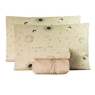 Jogo De Lençol Casal Padrão 04 Peças Algodão Misto Cama Box em Oferta na Shopee