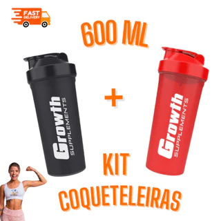 Kit 2 Coqueteleiras Squeeze Academia Rosa/Preto Diversas Cores 600ml - Growth Supplements