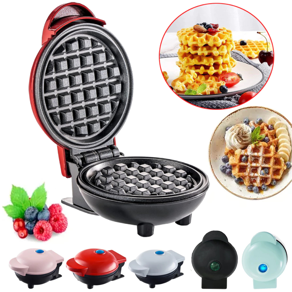 Mini Máquina Elétrica de Waffles Portátil - Ideal para Casa e Cozinha - Faz Waffles e Panquecas Automática 110V