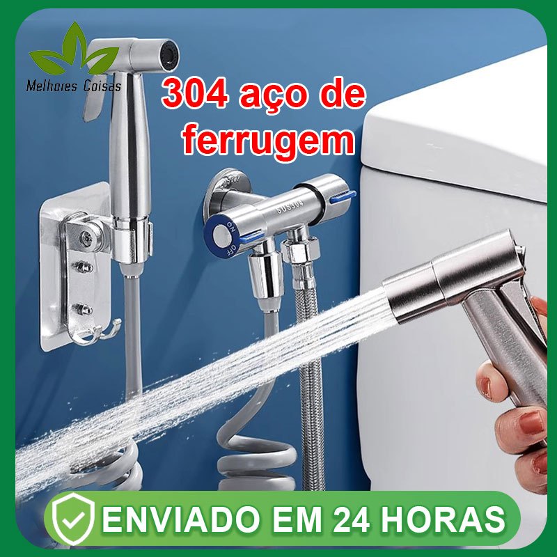 Ducha Higiênica Banheiro 100% Completa Luxo Metal Cromado 1,20m Chuveirinho Privada