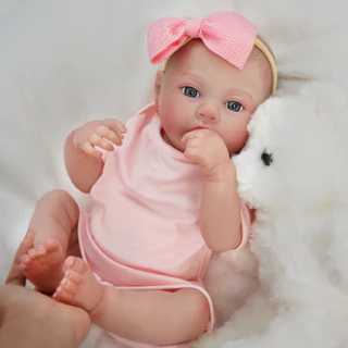 Bebê Reborn Boneca Silicone Menina Realista Pintado 48cm Original Olhos Azuis