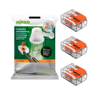 Kit Com 3 Unidades Conectores Para Chuveiro para fio até 6mm 221-612 - Wago