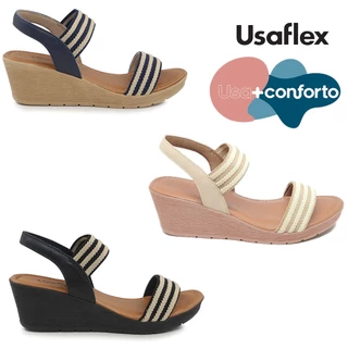 Sandália Usaflex Plataforma Feminina Anabela Tiras Elásticas em Oferta na Shopee