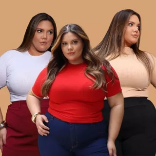 Kit 3 Blusas Caneladinho Premium Plus Size Feminina Gola Alta Camiseta Estilosa Malha Elegante