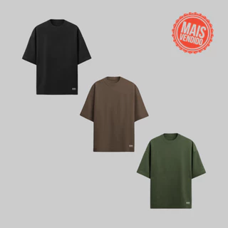 Kit 3 Camisa Masculina Oversized Premium 20.1 200 Fios Estilo Street Wear Camiseta Modelagem Grande