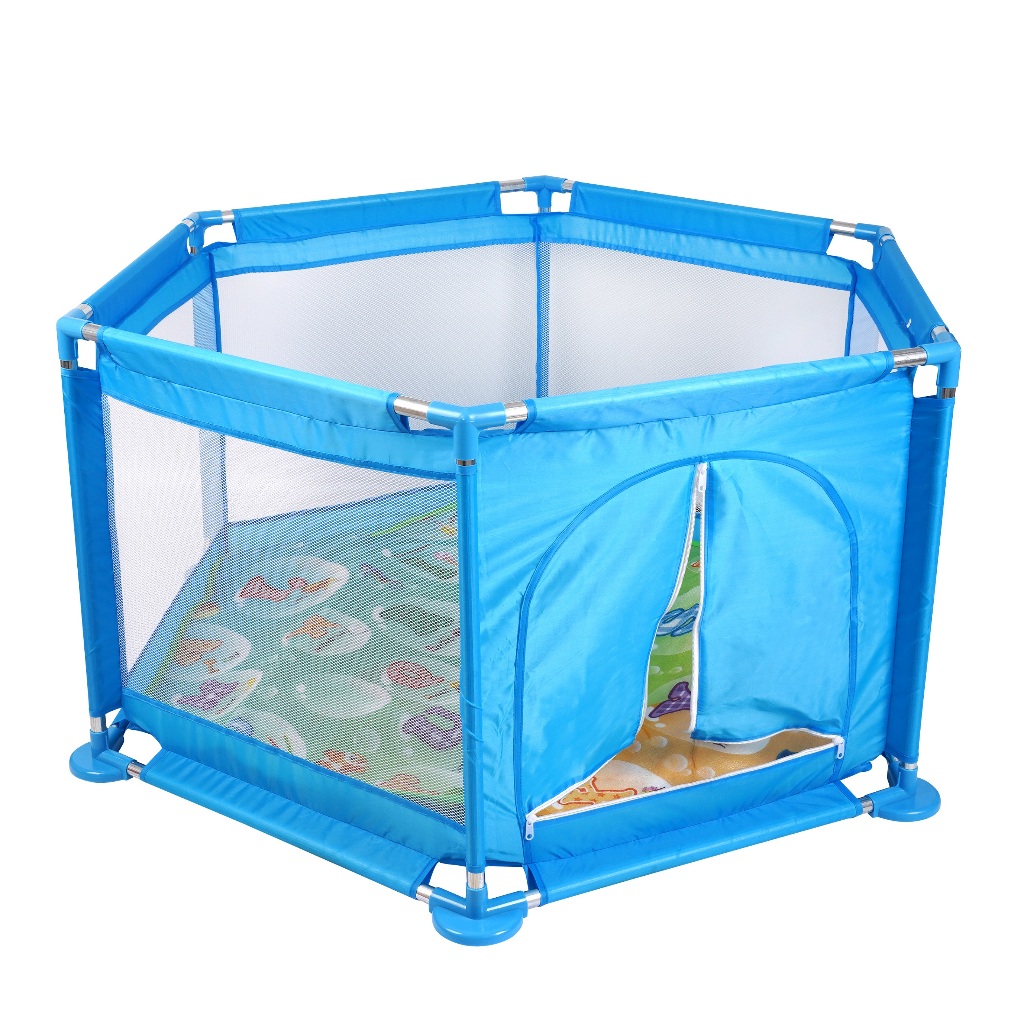 Cercadinho Para Bebê Chiqueirinho Infantil Portátil Menino Menina - Azul