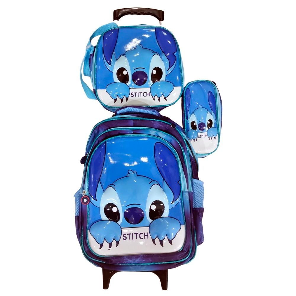 Kit Mochila Stitch Azul em 3D Para Meninos com Lancheira Térmica e ...